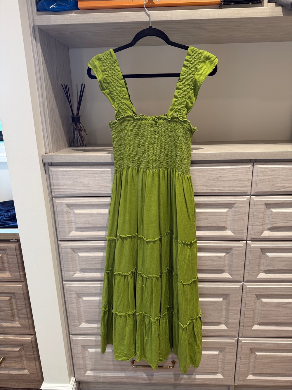 Green Ruffled Tiered Sundress - Picture 2 of 5